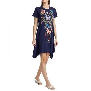 Johnny Was Nicolette Embroidered Handkerchief Minidress Size Small